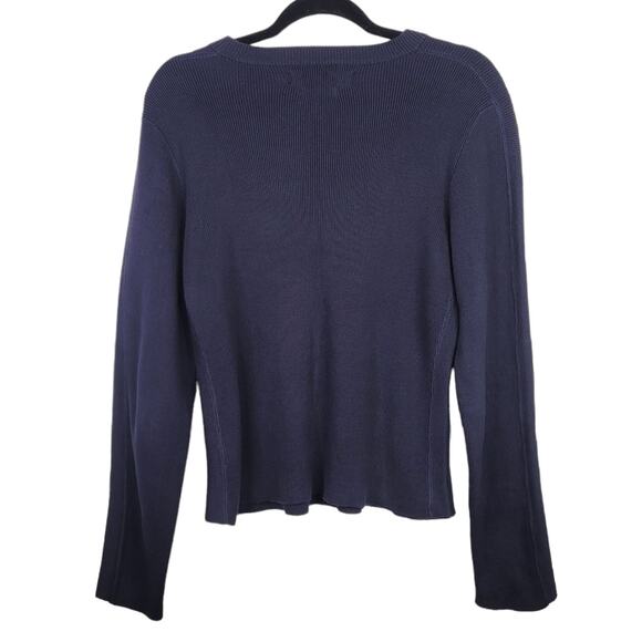 Vintage Y2K Tommy Hilfiger Blue Knit Sweater Stripe Sleeve Women’s XL - Picture 5 of 11
